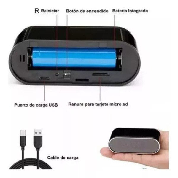 Cámara Espía Reloj Despertador Full HD WiFi 2K/4K con Visión Nocturna