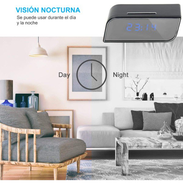 Cámara Espía Reloj Despertador Full HD WiFi 2K/4K con Visión Nocturna